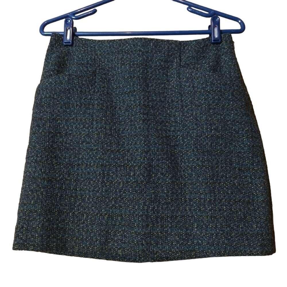 Outback Red Wool Blend Green Mini Skirt Side Zip Lined Classic Size 4 Office